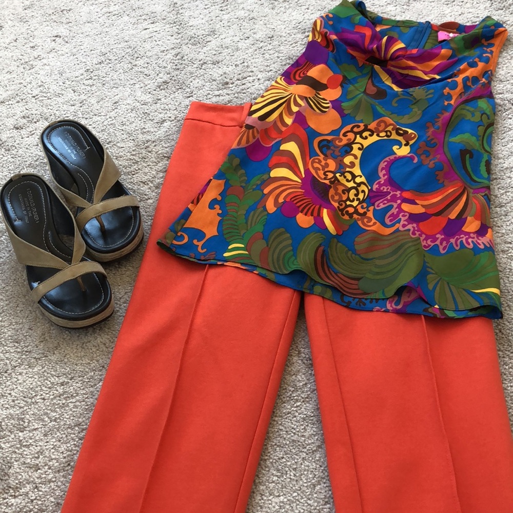 Orange Trina Turk knit ankle pants